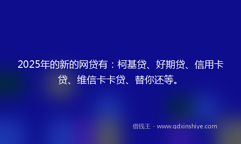 2025年的新的网贷有：柯基贷、好期贷、信用卡贷、维信卡卡贷、替你还等。