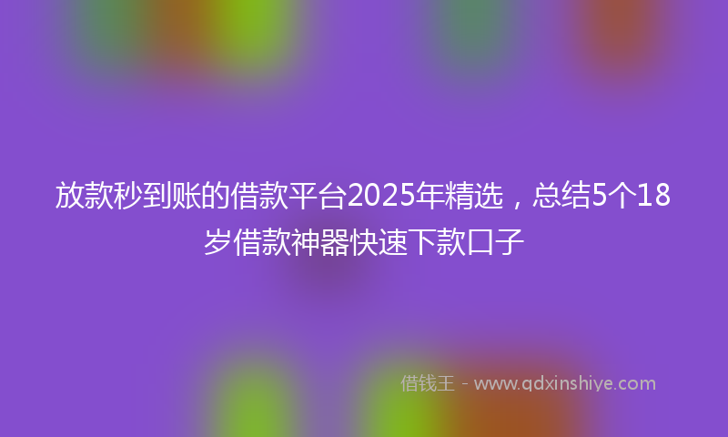 放款秒到账的借款平台2025年精选，总结5个18岁借款神器快速下款口子