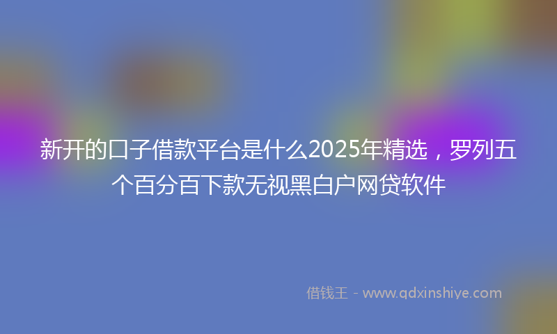 新开的口子借款平台是什么2025年精选，罗列五个百分百下款无视黑白户网贷软件