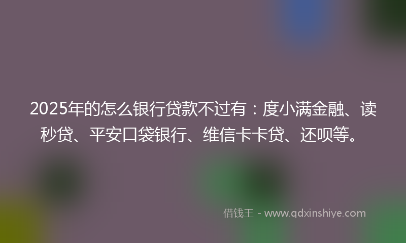 2025年的怎么银行贷款不过有：度小满金融、读秒贷、平安口袋银行、维信卡卡贷、还呗等。