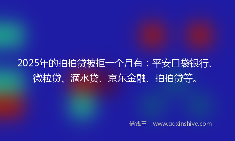 2025年的拍拍贷被拒一个月有：平安口袋银行、微粒贷、滴水贷、京东金融、拍拍贷等。