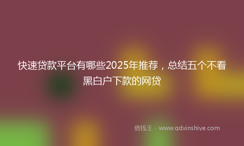 快速贷款平台有哪些2025年推荐，总结五个不看黑白户下款的网贷
