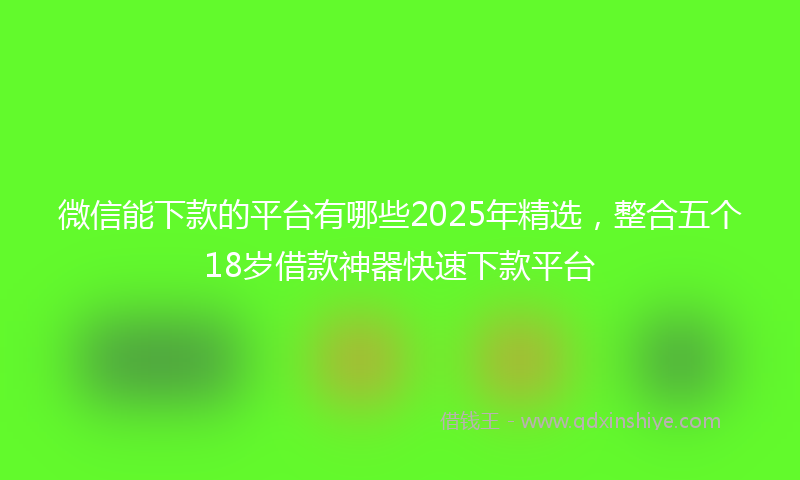 微信能下款的平台有哪些2025年精选，整合五个18岁借款神器快速下款平台