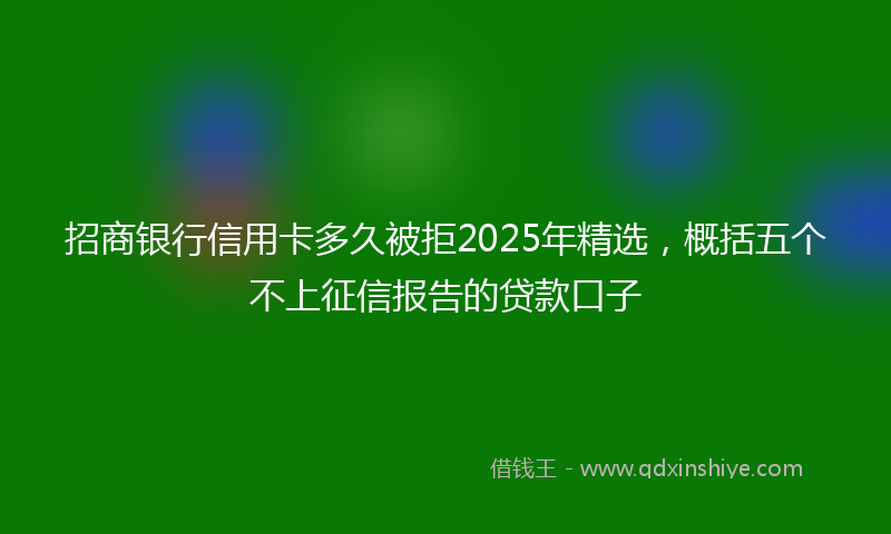 招商银行信用卡多久被拒2025年精选，概括五个不上征信报告的贷款口子