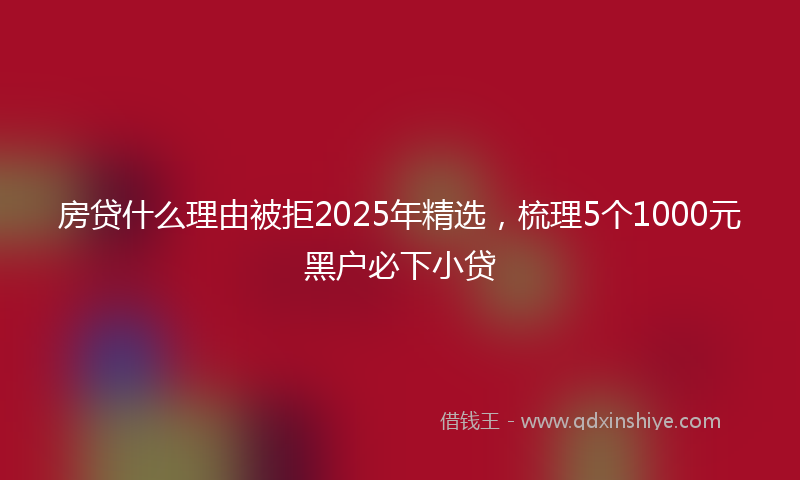 房贷什么理由被拒2025年精选，梳理5个1000元黑户必下小贷