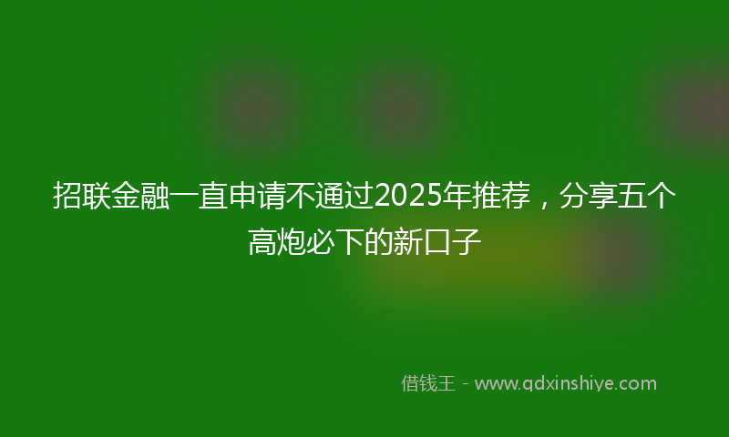 招联金融一直申请不通过2025年推荐，分享五个高炮必下的新口子
