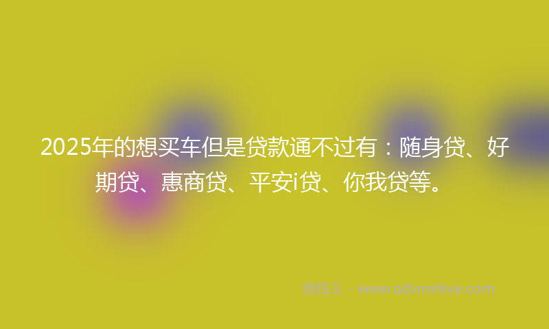 2025年的想买车但是贷款通不过有：随身贷、好期贷、惠商贷、平安i贷、你我贷等。