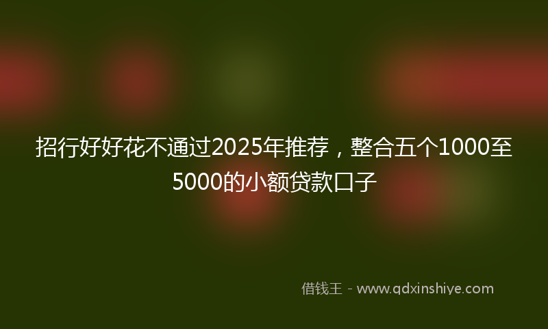 招行好好花不通过2025年推荐，整合五个1000至5000的小额贷款口子