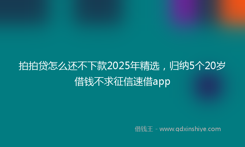 拍拍贷怎么还不下款2025年精选，归纳5个20岁借钱不求征信速借app