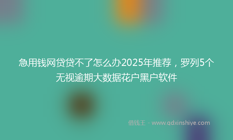 急用钱网贷贷不了怎么办2025年推荐，罗列5个无视逾期大数据花户黑户软件