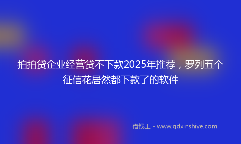 拍拍贷企业经营贷不下款2025年推荐，罗列五个征信花居然都下款了的软件