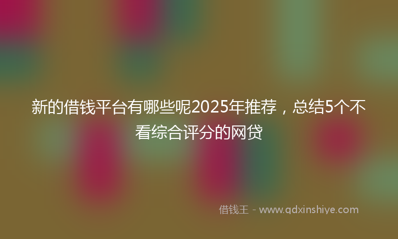 新的借钱平台有哪些呢2025年推荐，总结5个不看综合评分的网贷