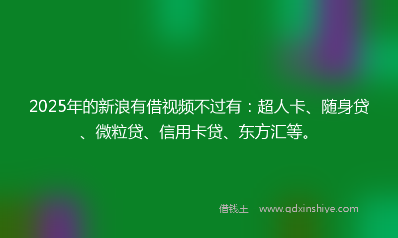 2025年的新浪有借视频不过有：超人卡、随身贷、微粒贷、信用卡贷、东方汇等。