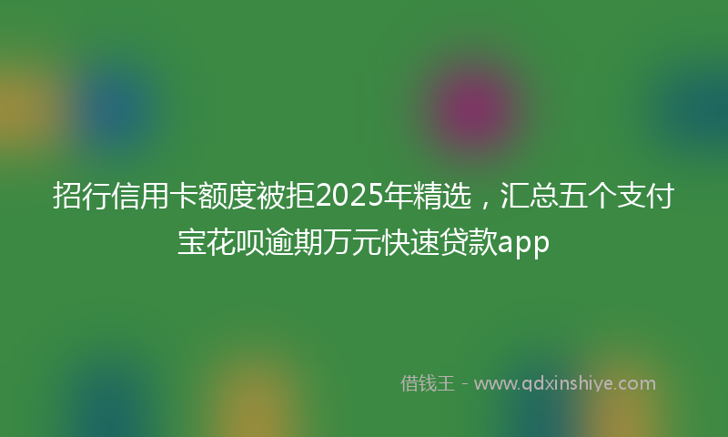 招行信用卡额度被拒2025年精选，汇总五个支付宝花呗逾期万元快速贷款app