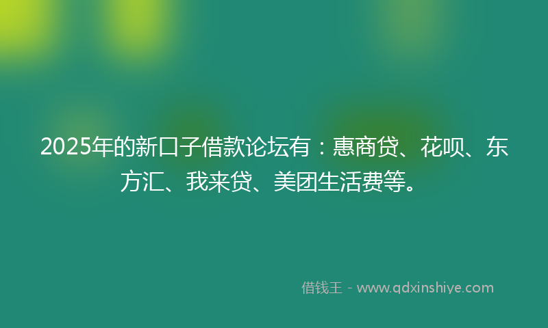 2025年的新口子借款论坛有：惠商贷、花呗、东方汇、我来贷、美团生活费等。