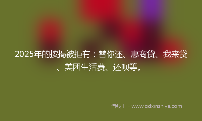 2025年的按揭被拒有：替你还、惠商贷、我来贷、美团生活费、还呗等。