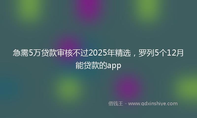 急需5万贷款审核不过2025年精选，罗列5个12月能贷款的app