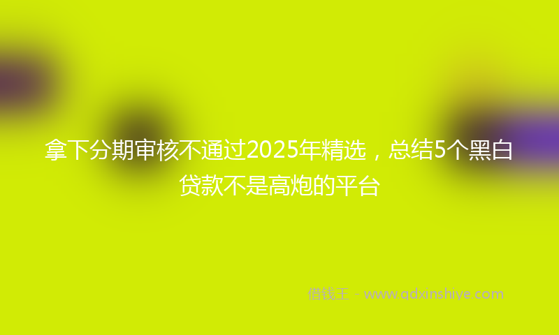 拿下分期审核不通过2025年精选，总结5个黑白贷款不是高炮的平台