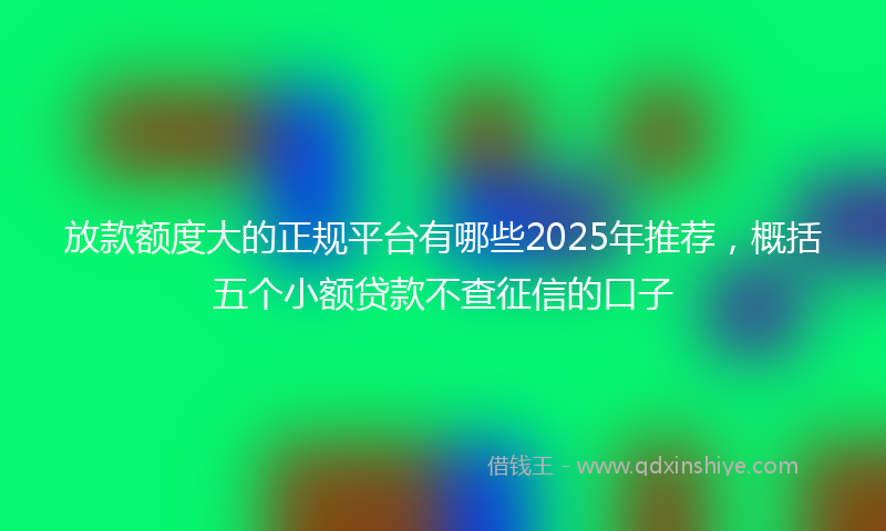 放款额度大的正规平台有哪些2025年推荐，概括五个小额贷款不查征信的口子