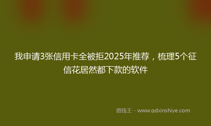 我申请3张信用卡全被拒2025年推荐，梳理5个征信花居然都下款的软件