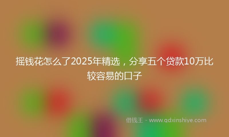 摇钱花怎么了2025年精选，分享五个贷款10万比较容易的口子