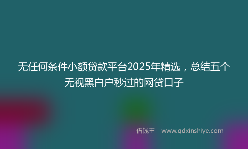 无任何条件小额贷款平台2025年精选，总结五个无视黑白户秒过的网贷口子