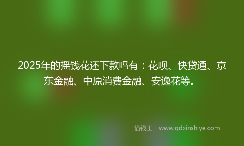 2025年的摇钱花还下款吗有：花呗、快贷通、京东金融、中原消费金融、安逸花等。