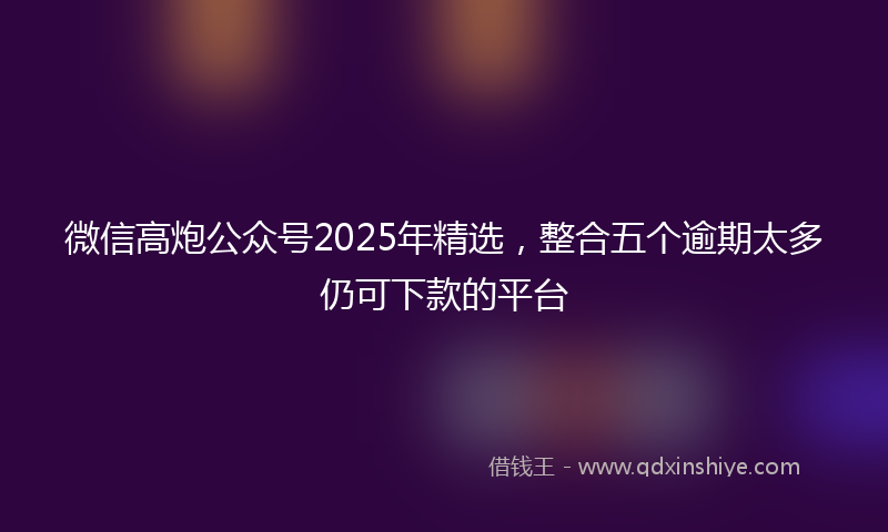 微信高炮公众号2025年精选，整合五个逾期太多仍可下款的平台