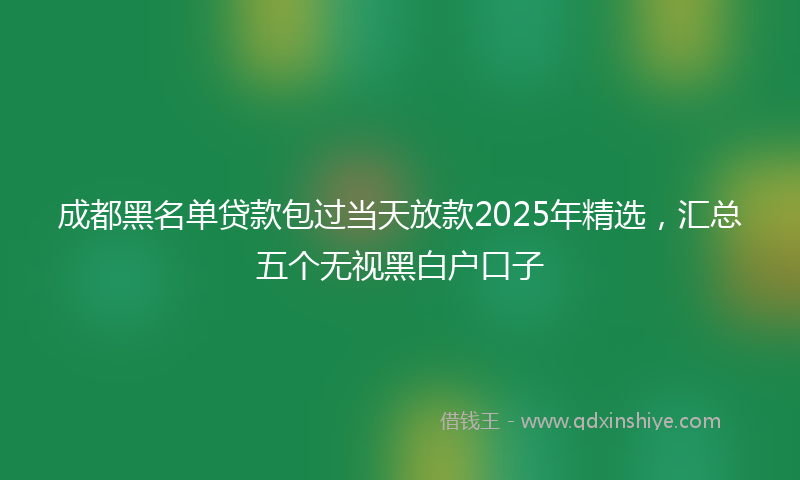 成都黑名单贷款包过当天放款2025年精选，汇总五个无视黑白户口子