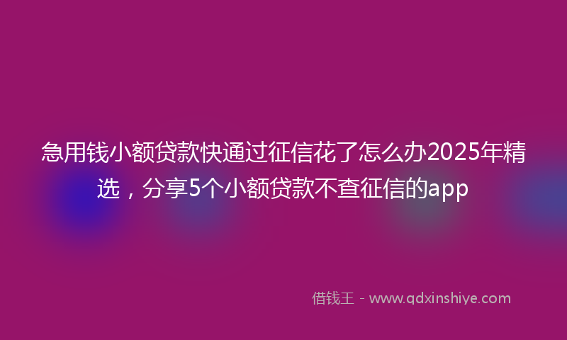 急用钱小额贷款快通过征信花了怎么办2025年精选，分享5个小额贷款不查征信的app