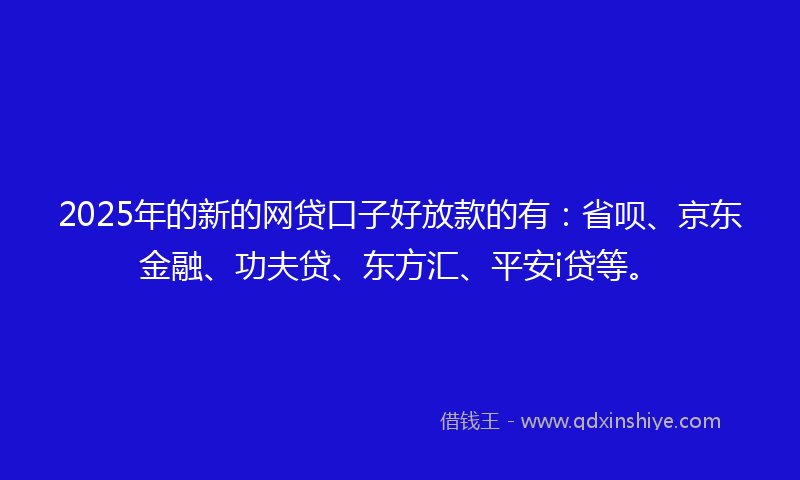 2025年的新的网贷口子好放款的有：省呗、京东金融、功夫贷、东方汇、平安i贷等。
