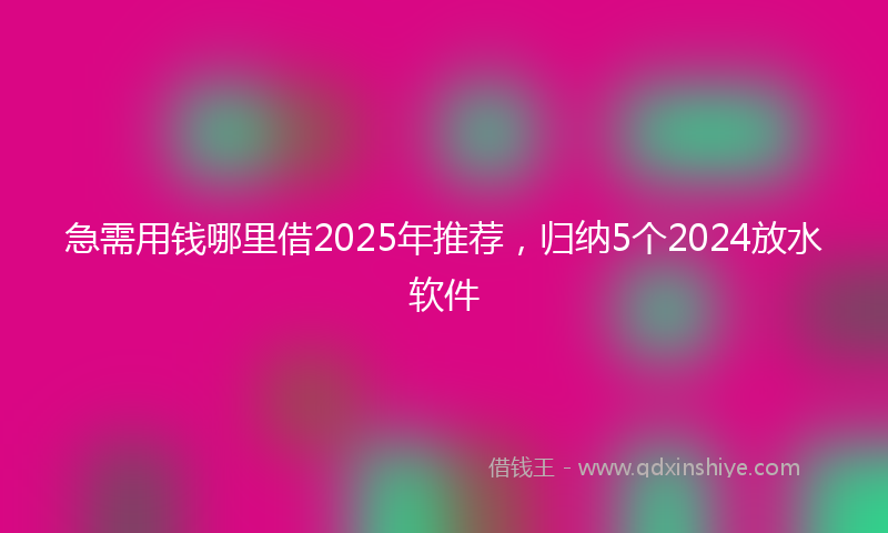 急需用钱哪里借2025年推荐，归纳5个2024放水软件