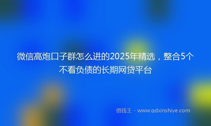 微信高炮口子群怎么进的2025年精选，整合5个不看负债的长期网贷平台
