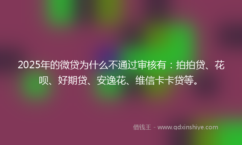 2025年的微贷为什么不通过审核有：拍拍贷、花呗、好期贷、安逸花、维信卡卡贷等。