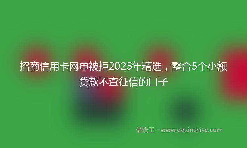 招商信用卡网申被拒2025年精选，整合5个小额贷款不查征信的口子
