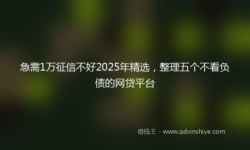 急需1万征信不好2025年精选，整理五个不看负债的网贷平台