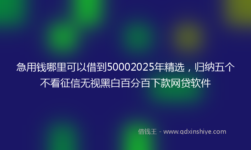 急用钱哪里可以借到50002025年精选，归纳五个不看征信无视黑白百分百下款网贷软件