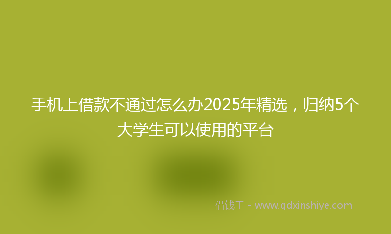 手机上借款不通过怎么办2025年精选，归纳5个大学生可以使用的平台
