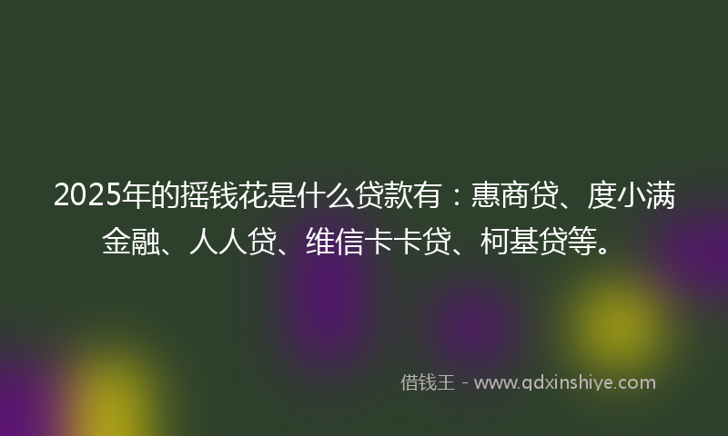 2025年的摇钱花是什么贷款有：惠商贷、度小满金融、人人贷、维信卡卡贷、柯基贷等。