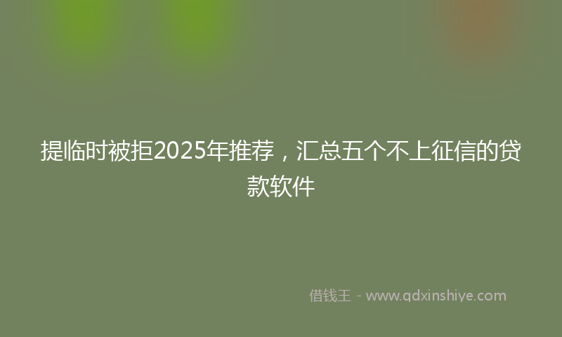 提临时被拒2025年推荐，汇总五个不上征信的贷款软件