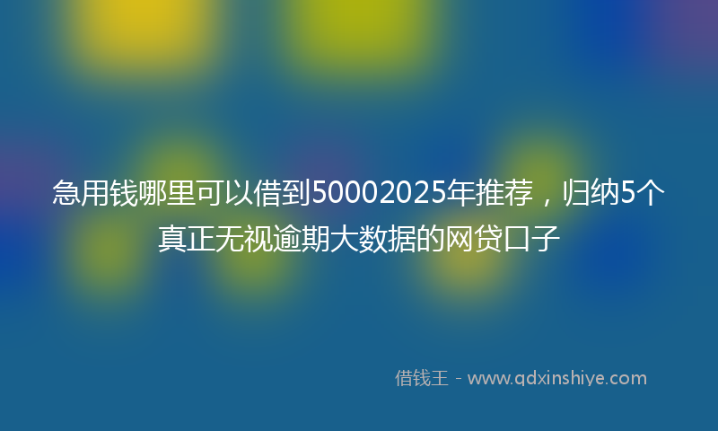 急用钱哪里可以借到50002025年推荐，归纳5个真正无视逾期大数据的网贷口子