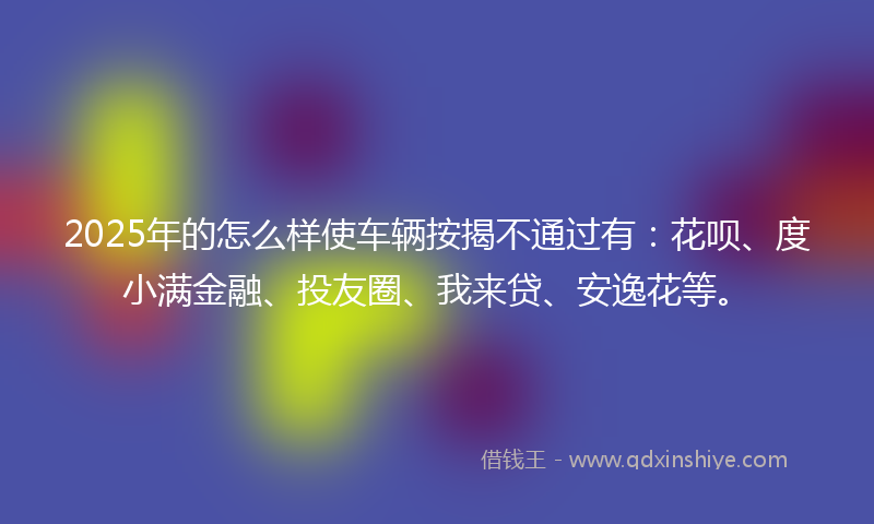 2025年的怎么样使车辆按揭不通过有：花呗、度小满金融、投友圈、我来贷、安逸花等。