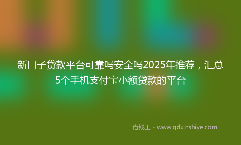 新口子贷款平台可靠吗安全吗2025年推荐，汇总5个手机支付宝小额贷款的平台