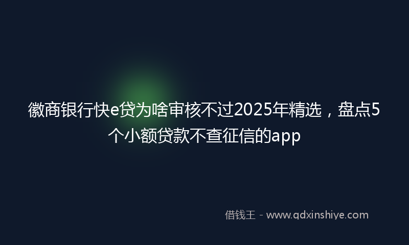徽商银行快e贷为啥审核不过2025年精选，盘点5个小额贷款不查征信的app