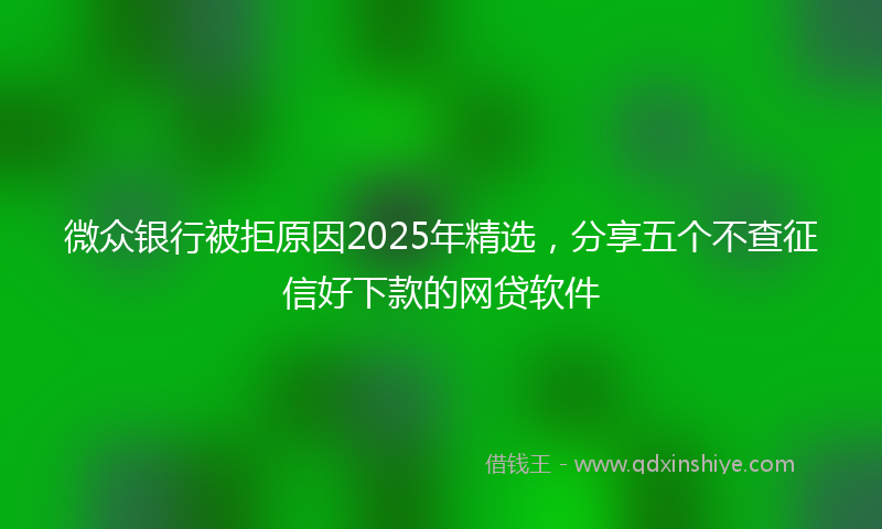 微众银行被拒原因2025年精选，分享五个不查征信好下款的网贷软件