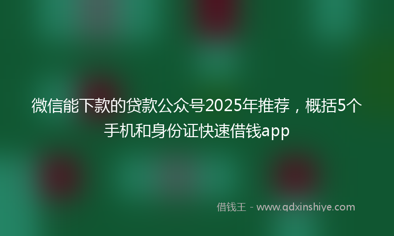 微信能下款的贷款公众号2025年推荐，概括5个手机和身份证快速借钱app