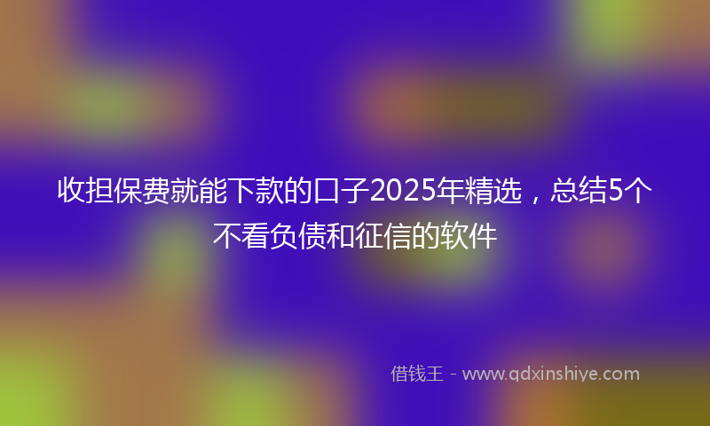收担保费就能下款的口子2025年精选，总结5个不看负债和征信的软件