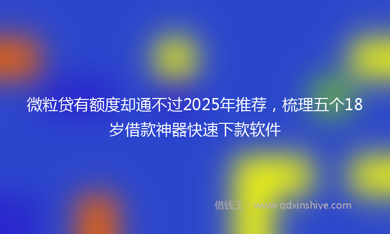 微粒贷有额度却通不过2025年推荐，梳理五个18岁借款神器快速下款软件
