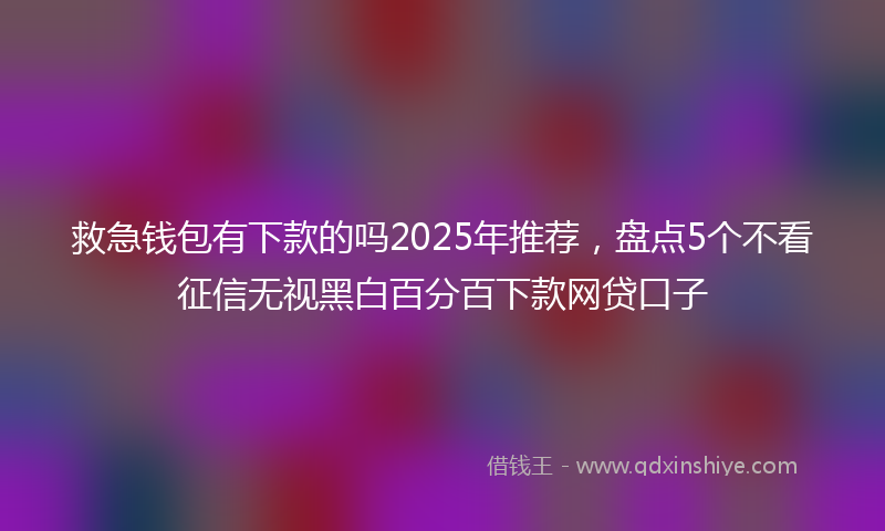 救急钱包有下款的吗2025年推荐，盘点5个不看征信无视黑白百分百下款网贷口子