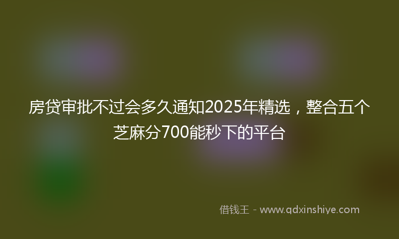 房贷审批不过会多久通知2025年精选，整合五个芝麻分700能秒下的平台